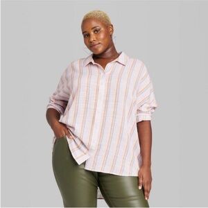 NWT Wild Fable Lavender Multi Stripe oversized Shirt cover up, size small